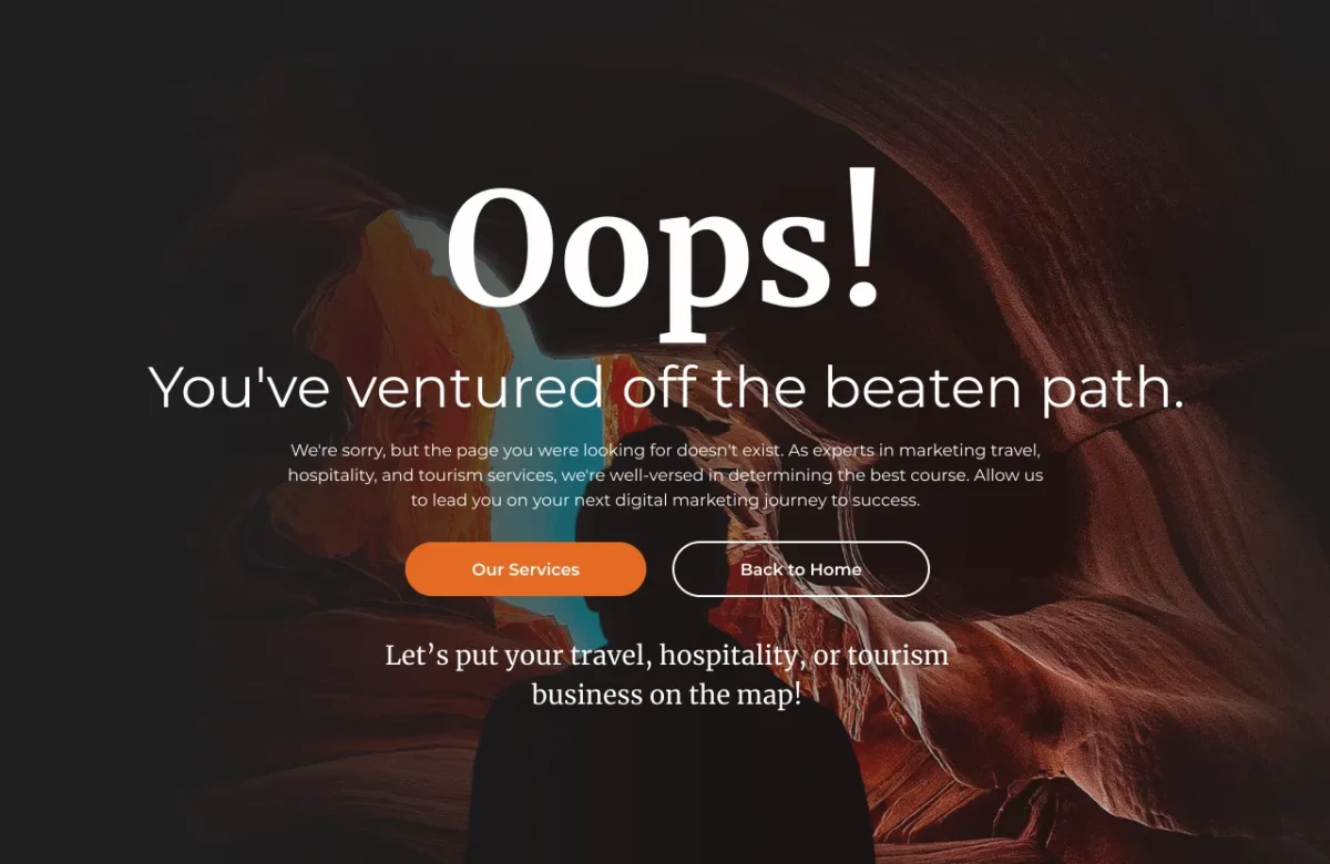 404 page not found error message customized for Saleint Marketing Agency